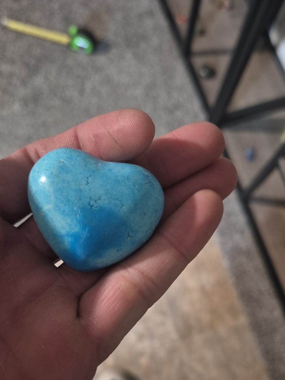 Turquoise Blue Heart Stone Palm Stone